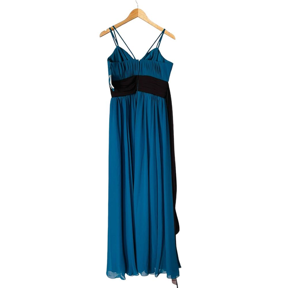 Alexia Designs Colorblock Adjustable Strap Maxi Dress Size 14 NWT Blue Brown